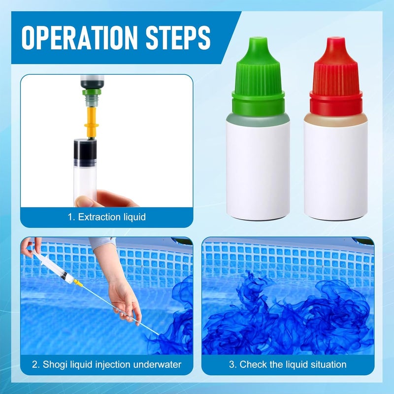 Threlaco 8 Pcs Pool Leak Detection Dye Kit Plastic Syringe with Soft Tubes Pool Leak Location Dye for All Pool, Spa, Hot Tub Types - Image 4